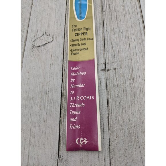 Vintage J&P Coats Skirt or Neck Metal Zipper 9" Parakeet 132-A Blue - Picture 3 of 4